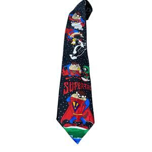 Looney Tunes Taz Superman Tie Adult Black Red
